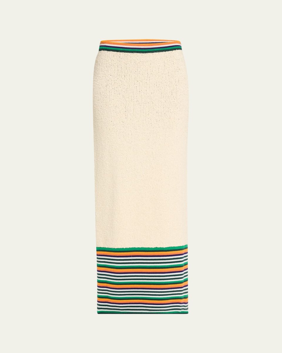 Stripe Boucle Knit Pencil Skirt